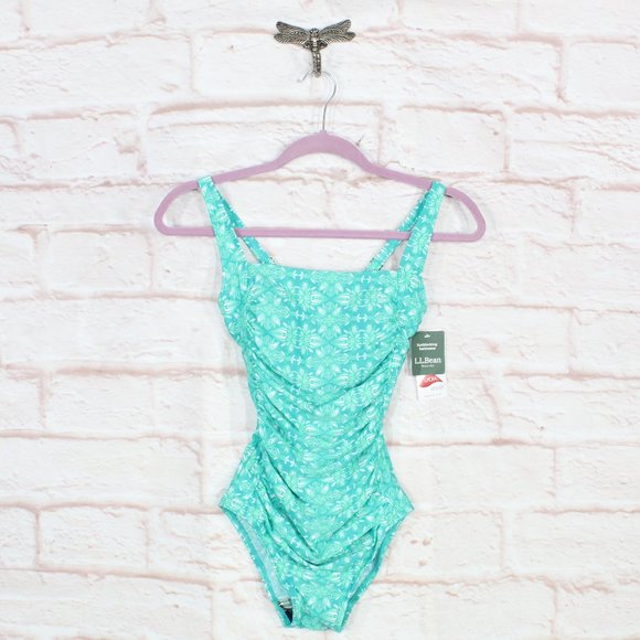 L.L. Bean Other - NEW LL Bean Blue Nylon Lycra Sunblocking Swimwear One-Piece Swimsuit Size 4
